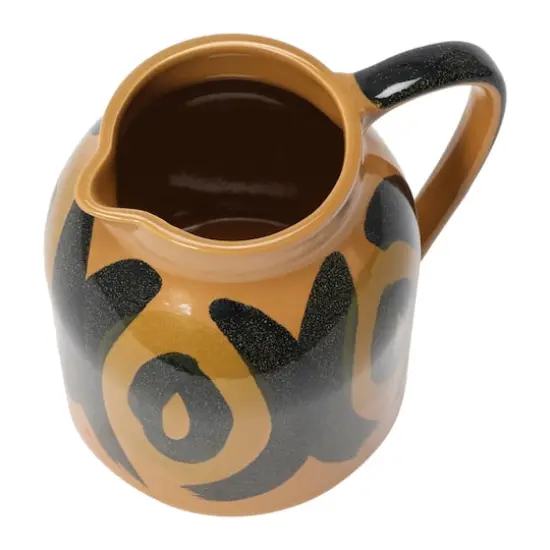 Hello Honey&reg; 6" Brown & Black Decorative Hand Painted Stoneware Pitcher {3}