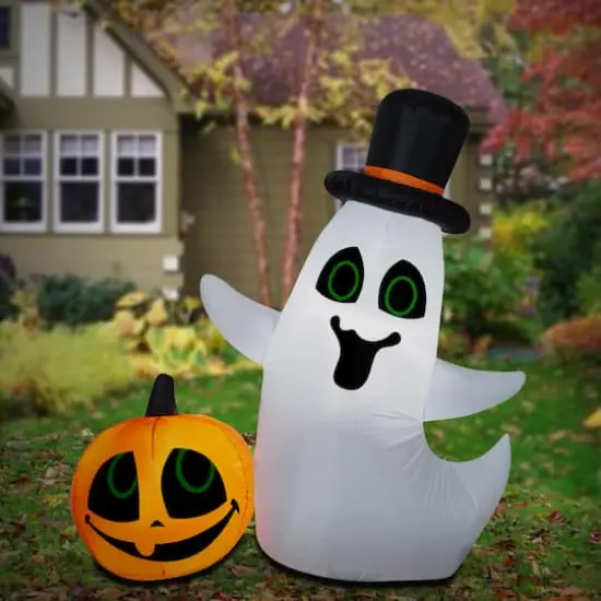 4ft. Airblown&reg; Inflatable Halloween Ghost & Pumpkin {3}