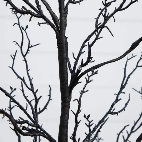 3ft. Pre-Lit Halloween Deluxe Black Twig Artificial Tree with 36 Orange & Purple LED Lights {6}