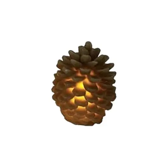 3.75" Brown Flameless LED Lighted Flickering Pine Cone Christmas Candle {1}