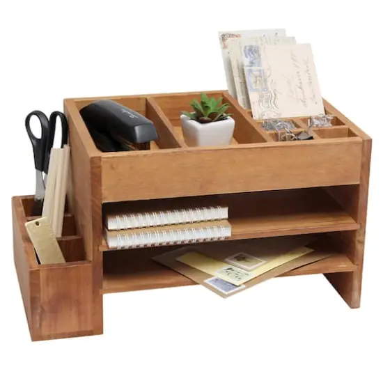Elegant Designs Natural Wood Cubbies & Letter Tray Desk Organizer {6}