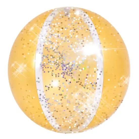 16" Yellow Glitter Inflatable Beach Ball {1}