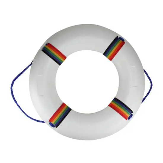 21" White & Blue Swimming Pool Safety Ring Buoy {1}