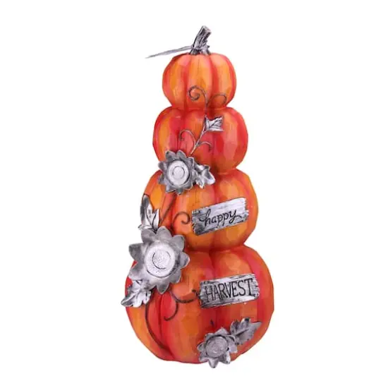 19" Orange & Silver Happy Harvest Pumpkin Tabletop D&eacute;cor {1}