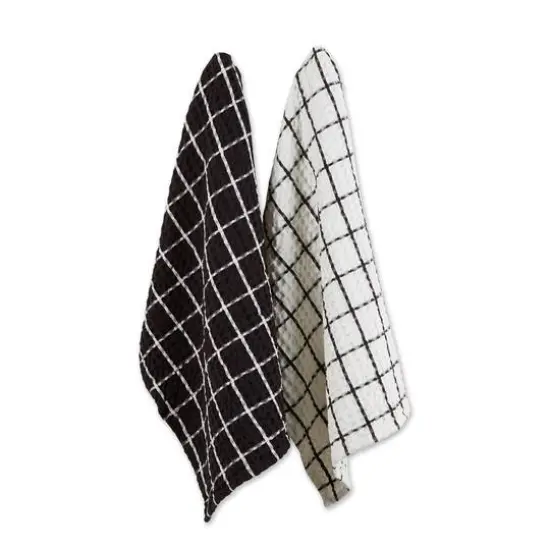 DII® Windowpane Oversized Washed Waffle Dishtowels, 2ct. Gray {2}