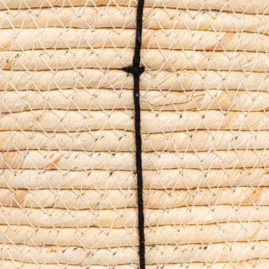 Household Essentials Natural Round Handwoven Corn Rope Basket Set with Thin Stripes & Plastic Liners {5}