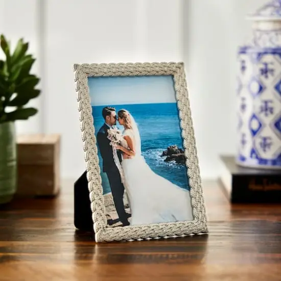 Expressions&trade; 4" x 6" Silver Braid Frame by Studio D&eacute;cor&reg; {3}