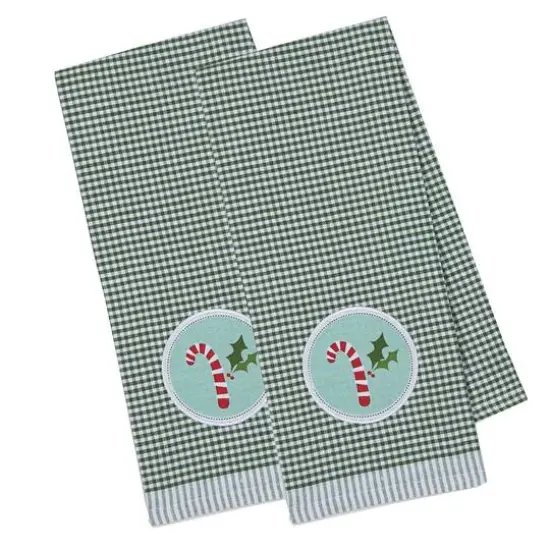 DII&reg; Candy Cane Embellished Dishtowel Set {3}