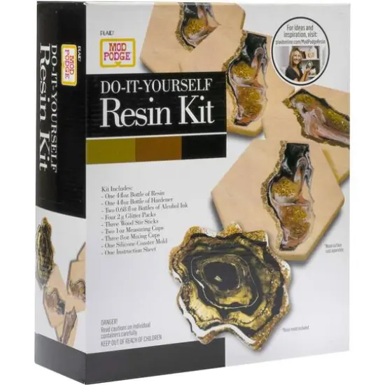 Mod Podge&reg; Black & Gold Do-It-Yourself Geode Coaster Kit {1}