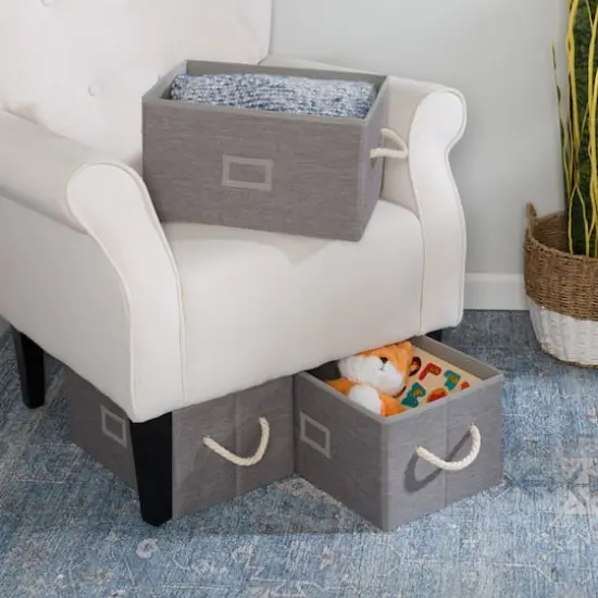Honey Can Do Heather Gray Large Fabric Storage Bins with Handles, 3ct. {13}