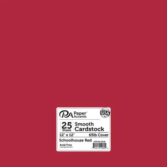 PA Paper&trade; Accents 12" x 12" 65lb. Smooth Cardstock, 25 Sheets Schoolhouse Red {1}