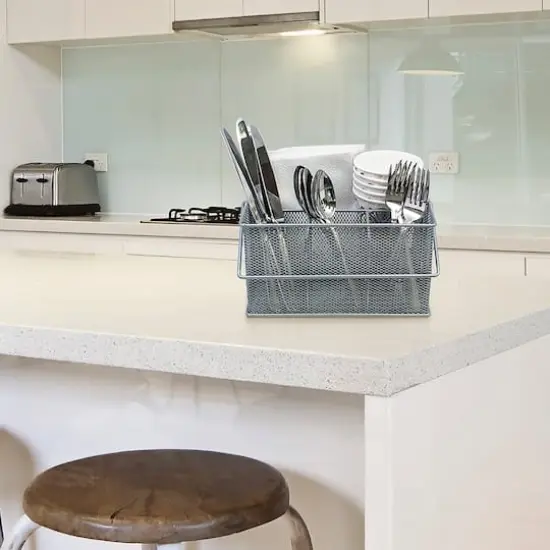 Sorbus Steel Mesh Utensils Caddy Silver {5}