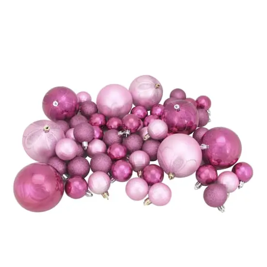 125ct. Bubblegum Pink Shatterproof 4-Finish Christmas Ornaments {5}