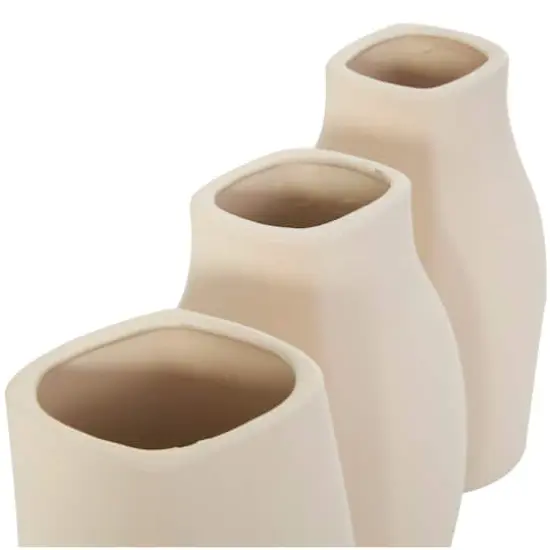 9" Cream Ceramic Minimalistic Vase Set {5}