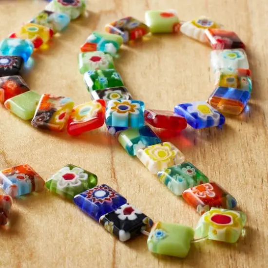 Millefiori Glass Flat Square Beads, 8mm by Bead Landing&trade; {3}