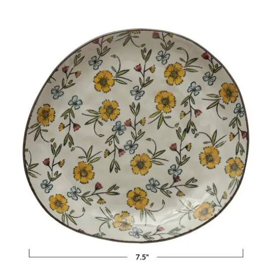 Hello Honey&reg; 7.5" Hand-Painted Floral Pattern Stoneware Plate Set {1}