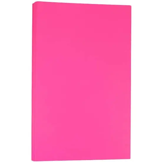 JAM Paper Ultra Bright Hue 8.5" x 14" 24lb. Recycled Colored Legal Paper, 100 Sheets Ultra Fuchsia Pink {1}