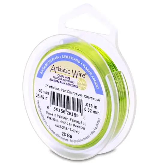 Artistic Wire&reg; 28 Gauge Silver Plated Tarnish Resistant Colored Copper Craft Wire, 40yd. Chartreuse {1}