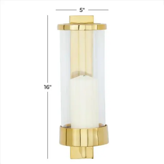 Gold Aluminum Contemporary Wall Sconce, 16" x 5" x 7" {7}