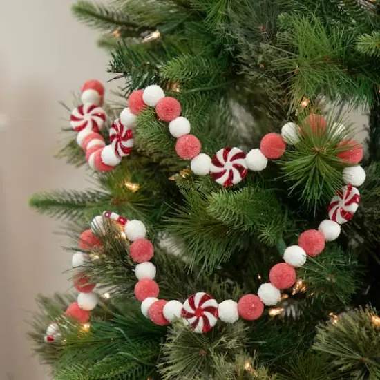 4ft. Peppermint Candy Beaded Christmas Garland {3}
