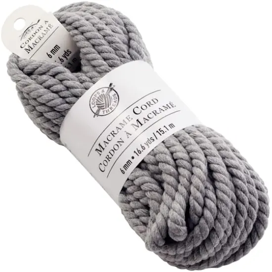 Charcoal Macram&eacute; Cotton Cord by Loops & Threads&reg;, 75ft. {3}