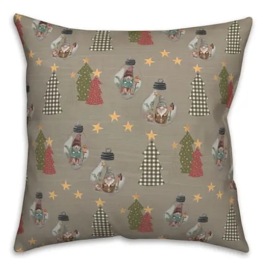 Gray Tree & Globe Pattern Throw Pillow {3}