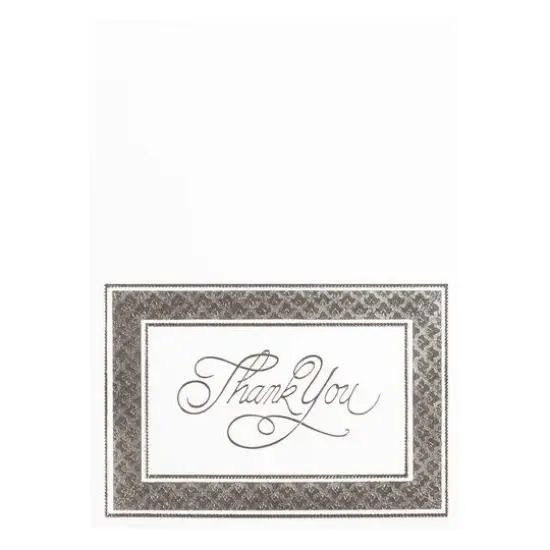JAM Paper Thank You Card Set with Silver Border, 25ct. Navy/Silver/White {7}