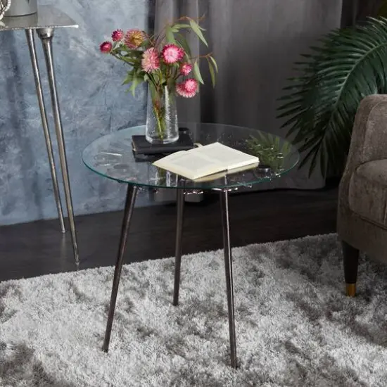 Black Aluminum Modern Accent Table, 22" x 22" x 22" {11}