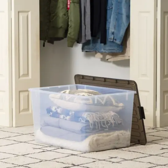 Iris&reg; 144qt. Clear View Plastic Storage Bins with Gray Latching Buckle Lids, 3ct. {7}