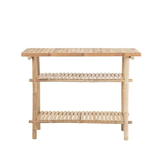 Hello Honey&reg; Natural Tall Bamboo Accent Table with 2 Shelves {3}
