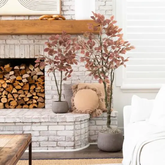 6ft. Brown Autumn Dogwood Artificial Potted Tree {9}