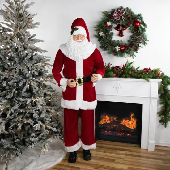 6ft. Life-Size Plush Santa Claus Standing or Sitting Christmas Figure {7}