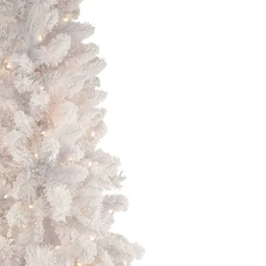 6.5ft. Pre-Lit Flocked Norway Pine Artificial Christmas Tree, Warm White LED Lights {5}