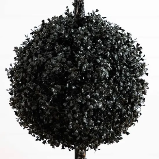 5ft. UV Resistant Artificial Halloween Black Triple Ball Boxwood Topiary (Indoor/Outdoor) {5}