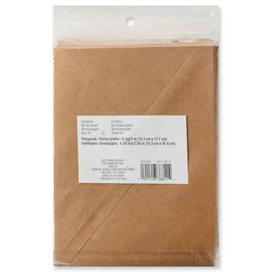 50 Sets of Kraft Flat Cards & Envelopes by Recollections&trade;, 5" x 7" {4}