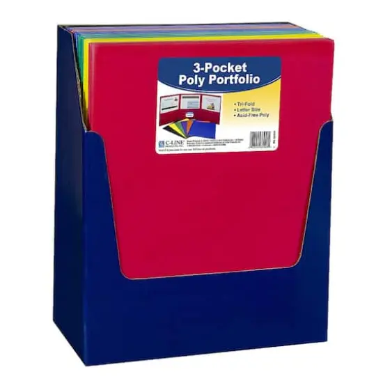 C-Line&reg; Assorted Colors 3-Pocket Poly Portfolios, 24ct. {3}
