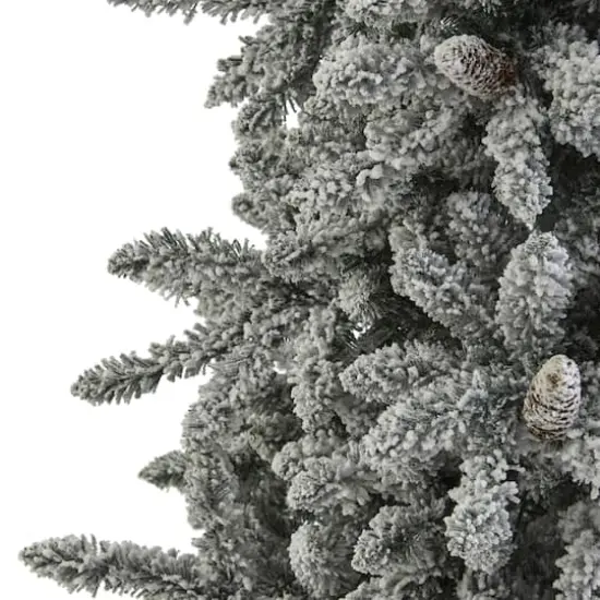 7.5ft. Unlit Flocked Livingston Fir Artificial Christmas Tree with Pine Cones {5}