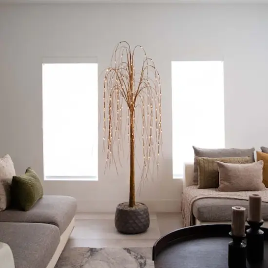 6ft. Pre-Lit Willow Artificial Christmas Tree, Warm White LED Lights {10}