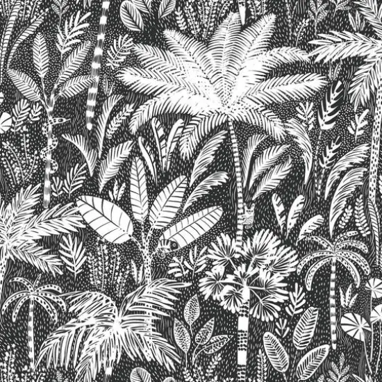RoomMates Tropical Eden Peel & Stick Wallpaper Black and white {1}