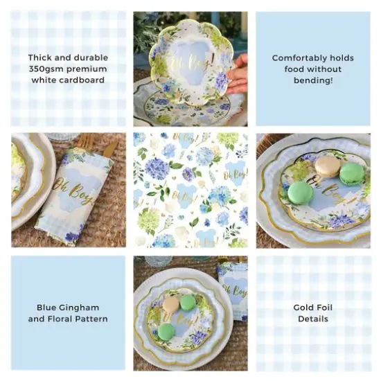 Kate Aspen&reg; Blue Baby Shower Onesie Floral Tableware Set {6}