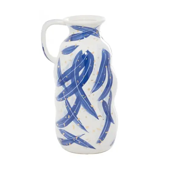 Blue Ceramic Contemporary Vase, 7" x 13" {1}