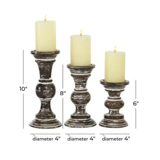 Mango Wood Country Cottage Candle Holder Set {6}