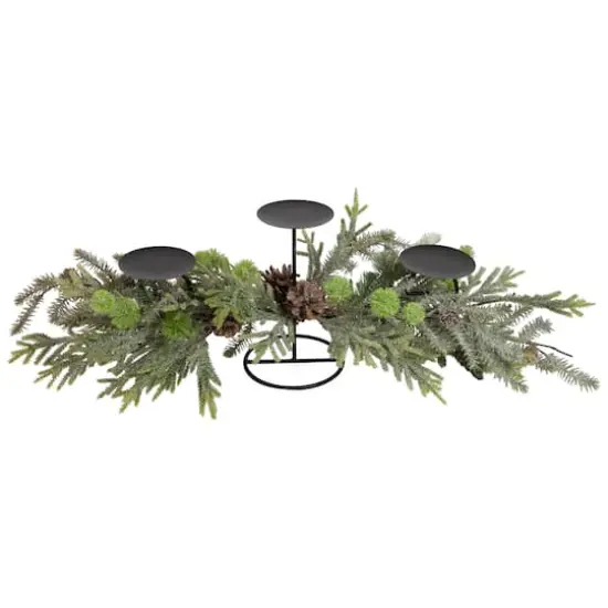 26" Holiday Foliage & Tiered Metal Candle Holder {4}