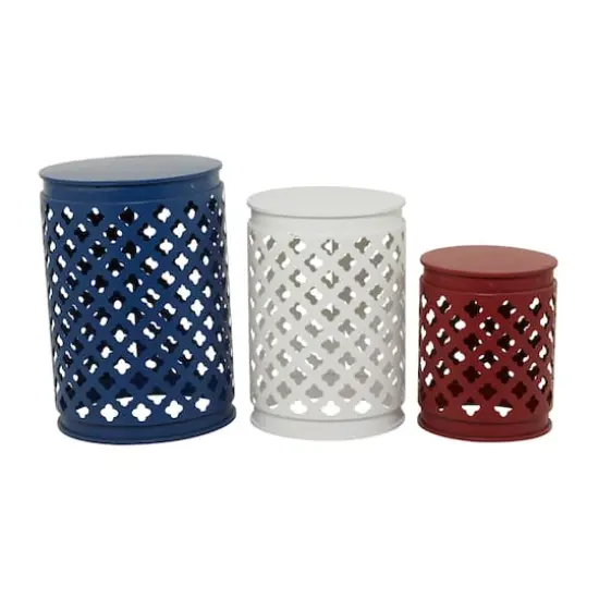 Multi Colored Metal Coastal Accent Table, Set of 3" Set of 3" 23", 19", 15" {1}