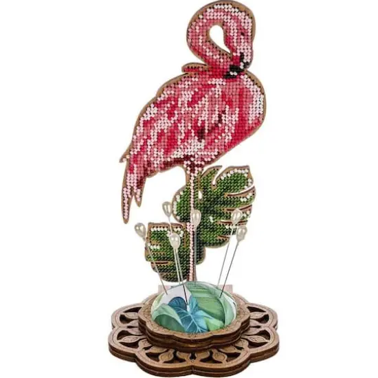 Wonderland Crafts Flamingo Bead Embroidery on Wood Kit {1}