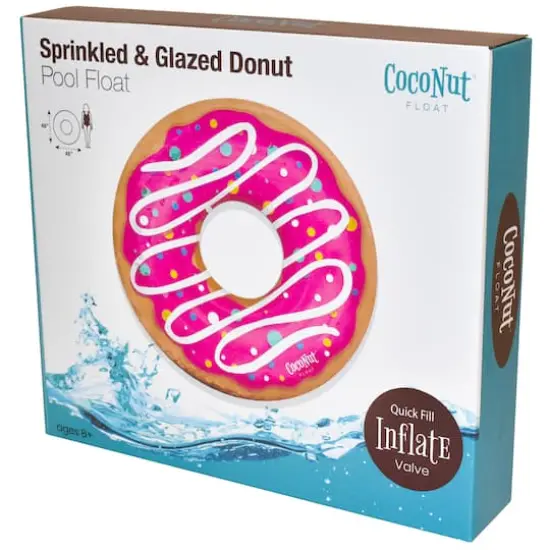 CocoNut Float 4ft. Pink Sprinkled & Glazed Donut Pool Float {6}