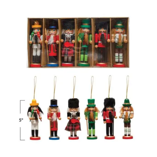 Hello Honey&reg; 6ct. 5" Multicolor Pine Wood Nutcracker Ornaments {3}