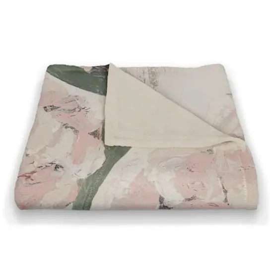 Farmhouse Floral Coral Fleece Throw Blanket {3}