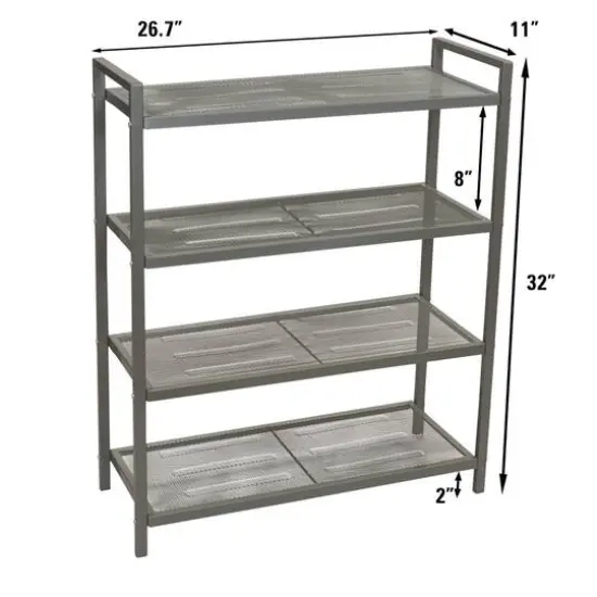Household Essentials 32" 4-Tier Metal Shoe Rack Silver {5}