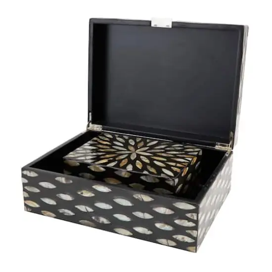 Black Mother of Pearl Geometric Box Set {4}